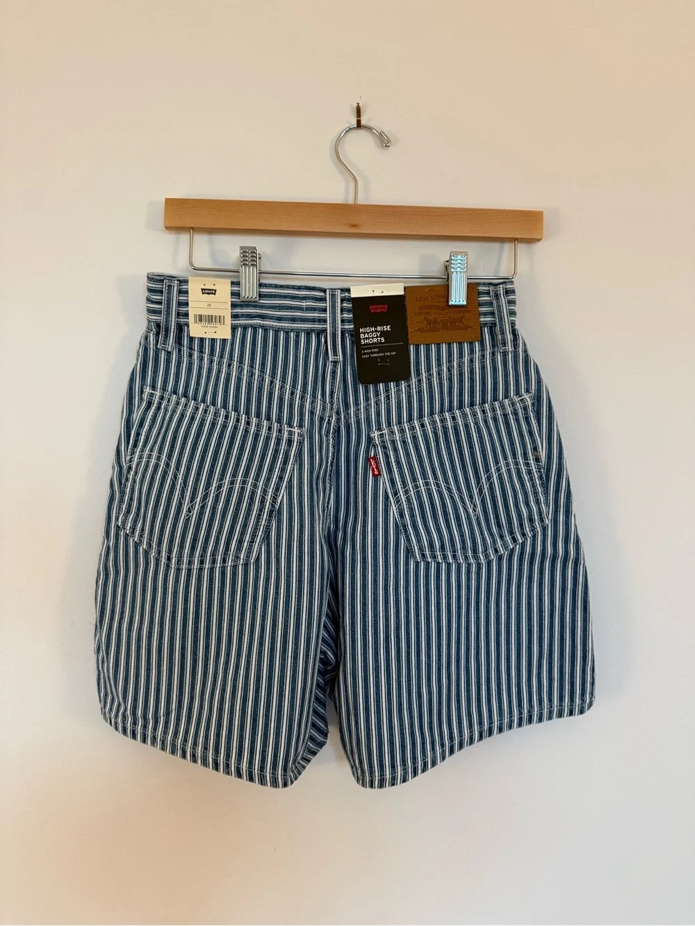 Levi's Blue and White Stripe Denim Bermudas